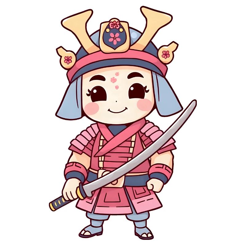 Junger Samurai-Krieger, bereit für den Kampf