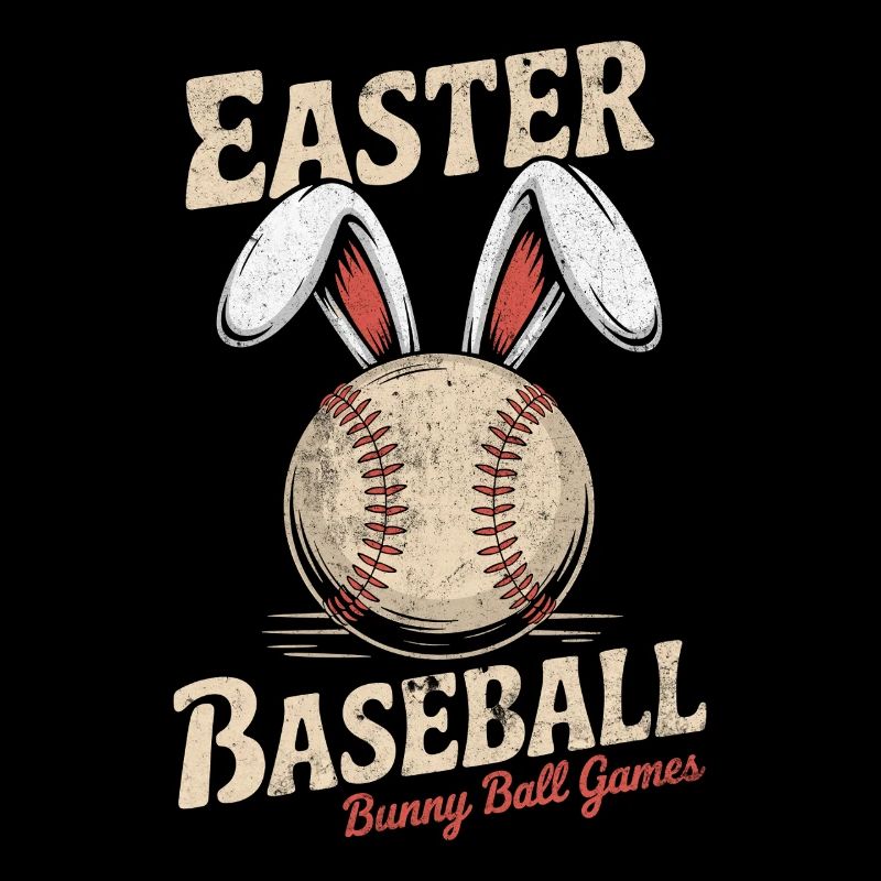 Baseball with Bunny Ears Easter Design