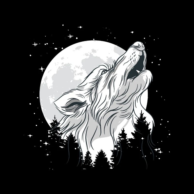 Moon with a wolf