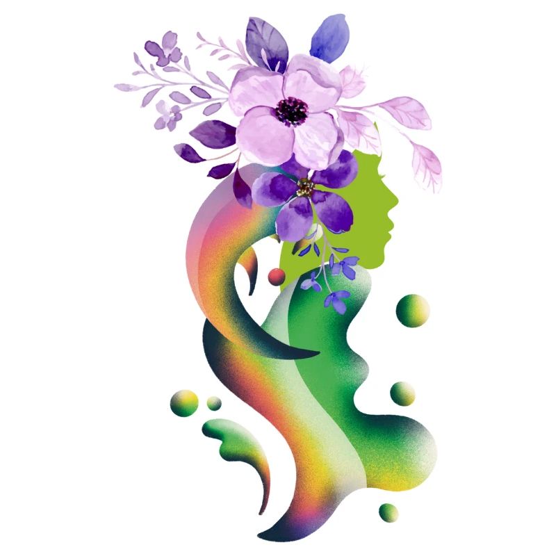 Ein Mädchen mit Blumen Schwebendes Mädchen