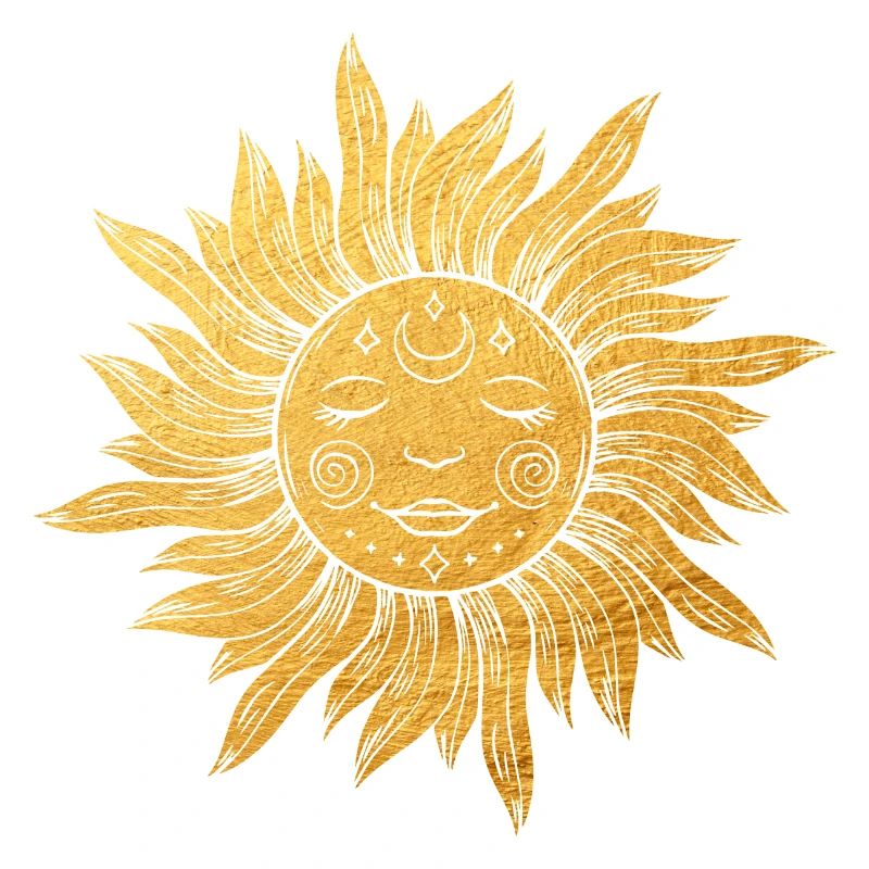 Sun face with rays, esoteric, mystical