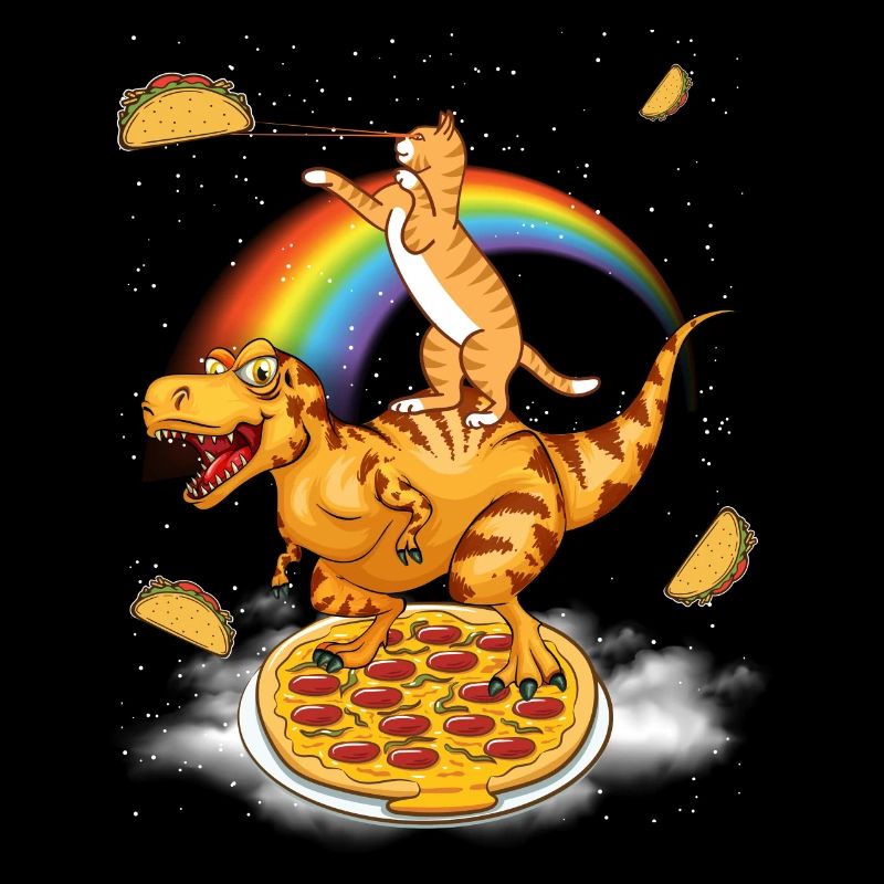 Science Fiction Katze, T-Rex Dinosaurer Pizza Dino