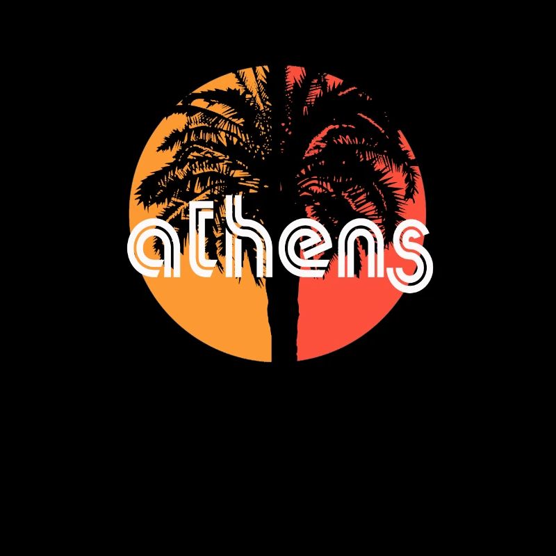 Athens Greece Artistic Vacation Souvenir Palm Tree