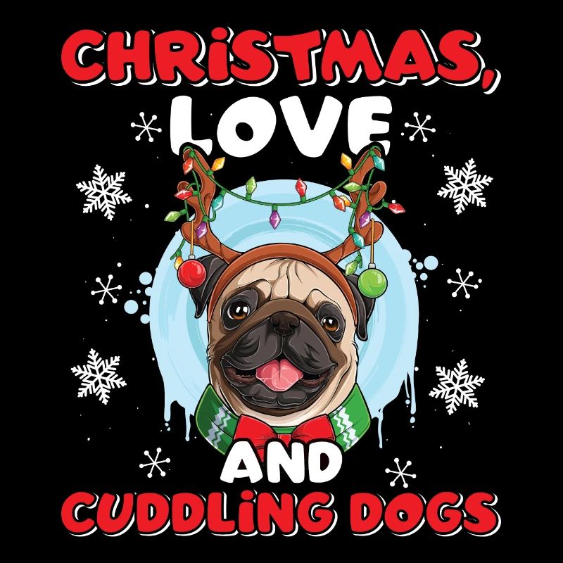 Hund Mops Tierliebe Weihnachten, Liebe und Hunde
