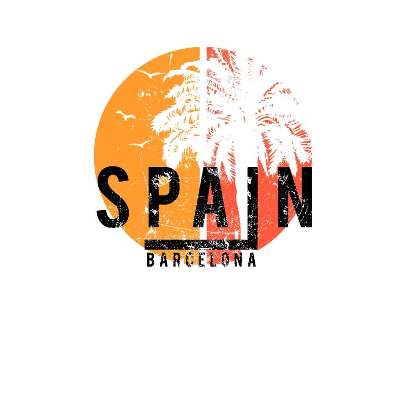 Artistic Barcelona Spain Cool Palm Tree Vacation
