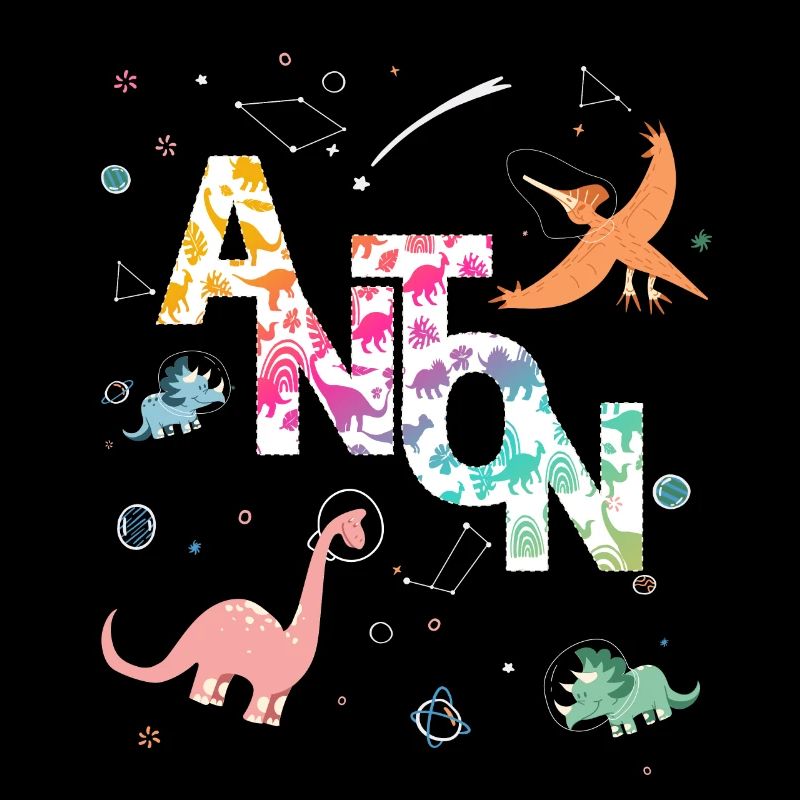 ANTON - Beautiful boy name with dinosaur