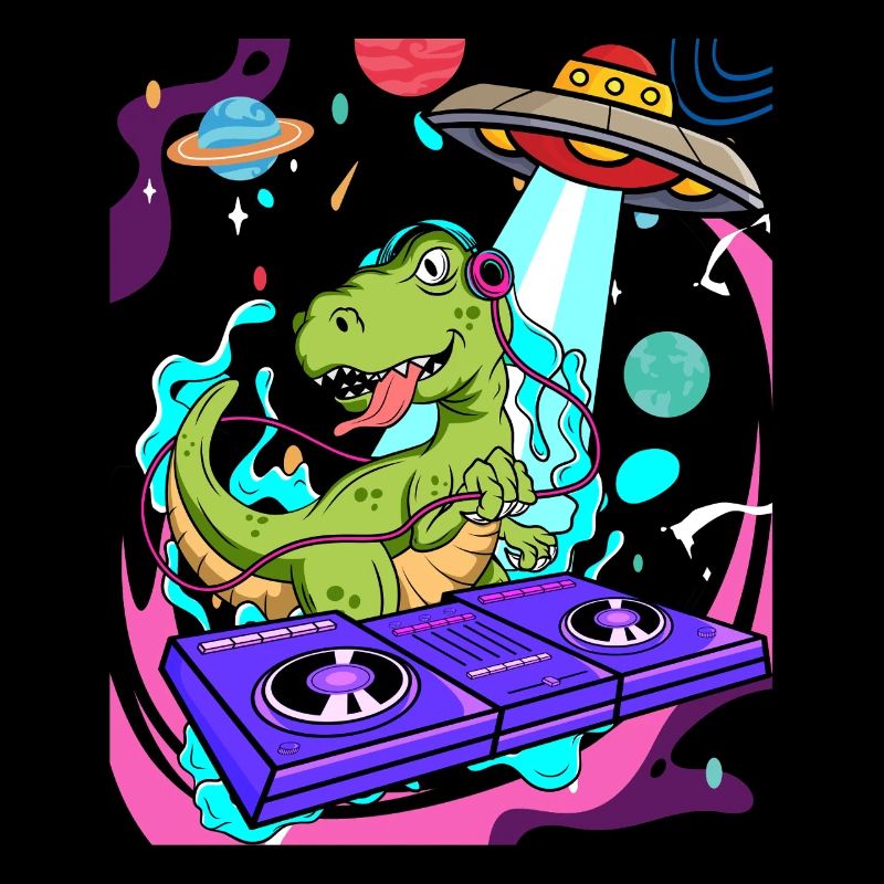Dinosaur With Retro Vintage Nerd Geek Dino T-Rex