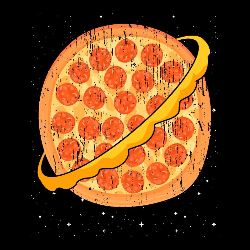 Funny space planet lovers, pizza chef