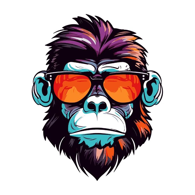Monkey Head Portrait Cool