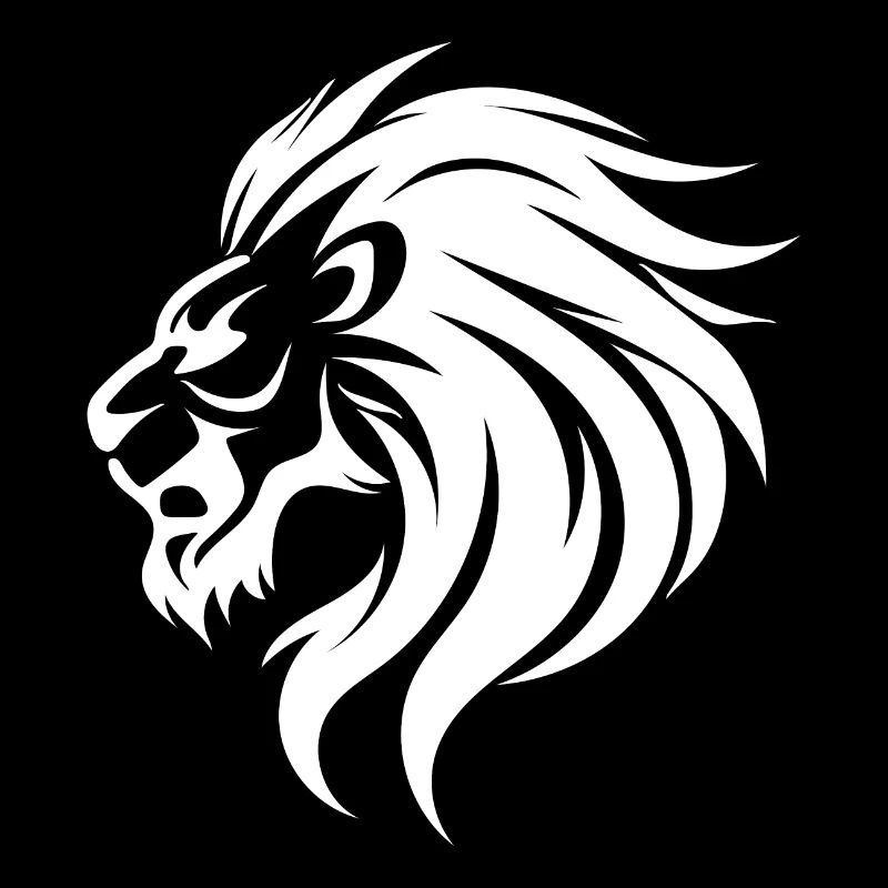 Angry Lion Head Tattoo Style Blowing Mane