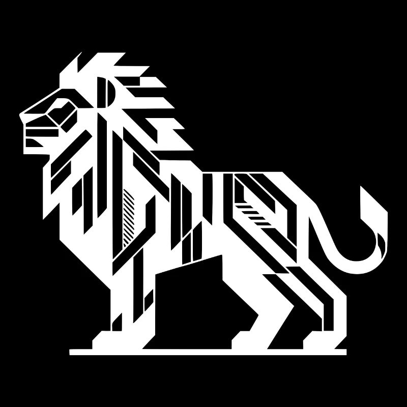Geometric lion with elegant mane