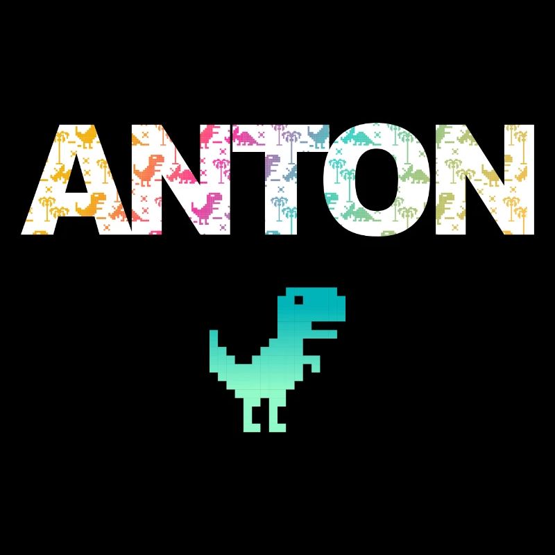 ANTON - Beautiful boy name with dinosaur