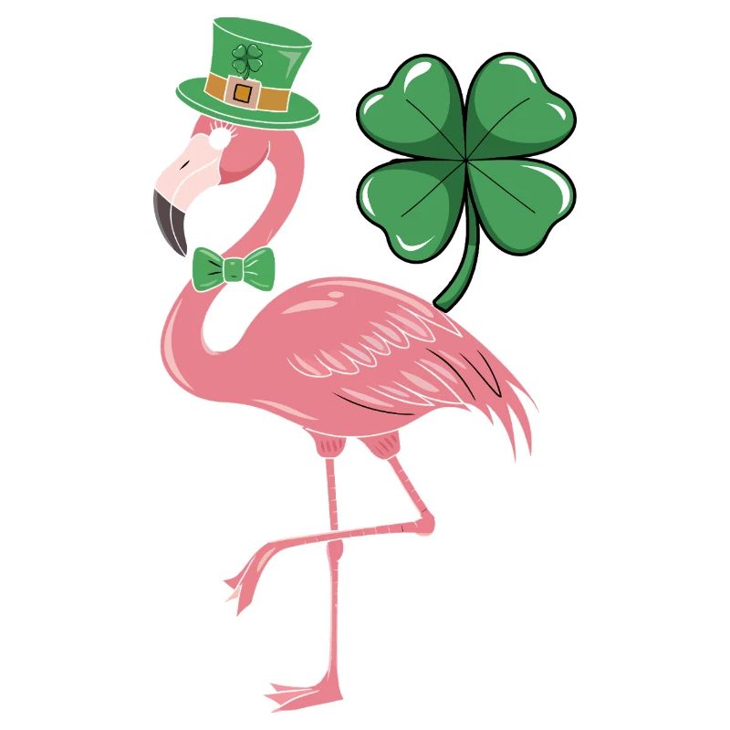 Flamant rose dans le style trèfle