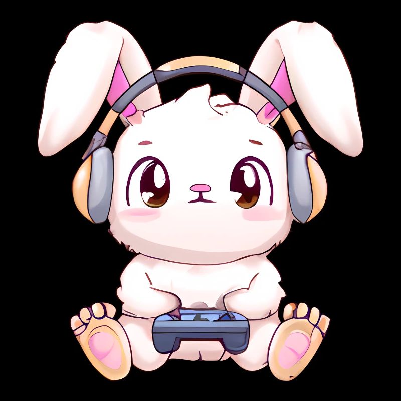 00271 Hase mit Kopfhörer und Controller