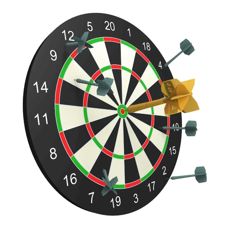 Fléchette dorée au centre d'une cible