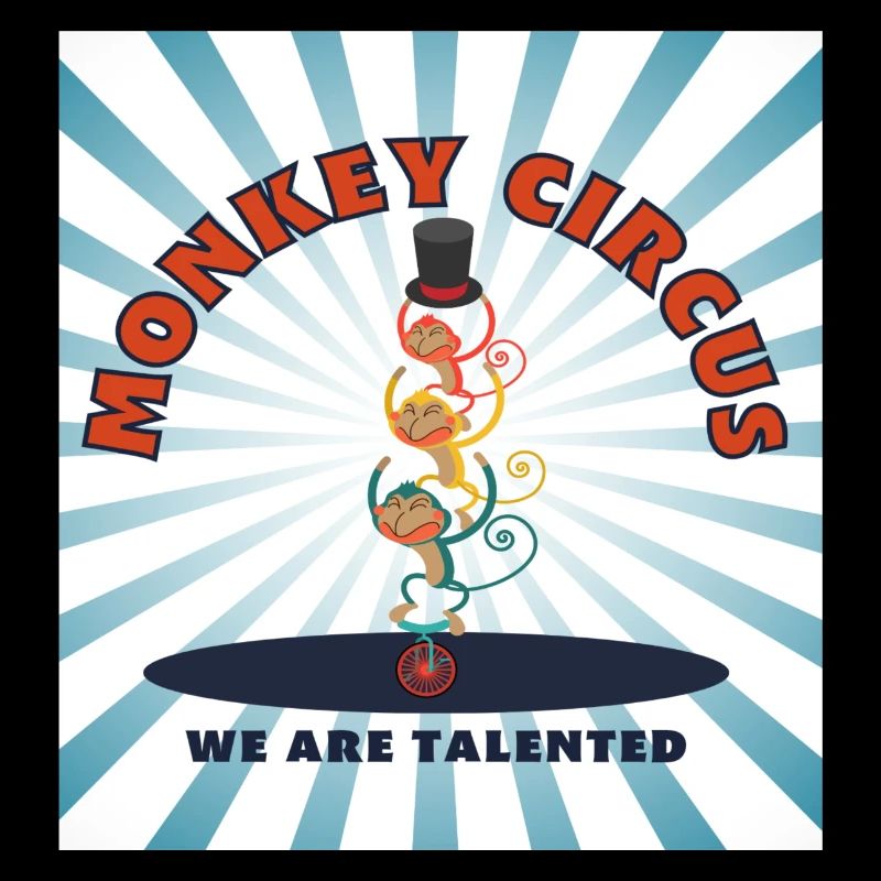 Monkey Circus - bleu blanc