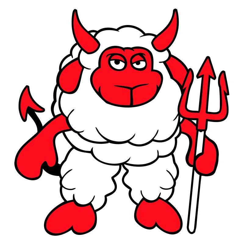 Mouton Diable Satan Enfer Mal Trident Cornes Cool