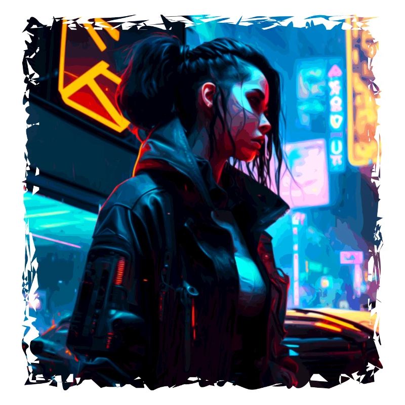 Sci-Fi neon artwork with a young punk in neon