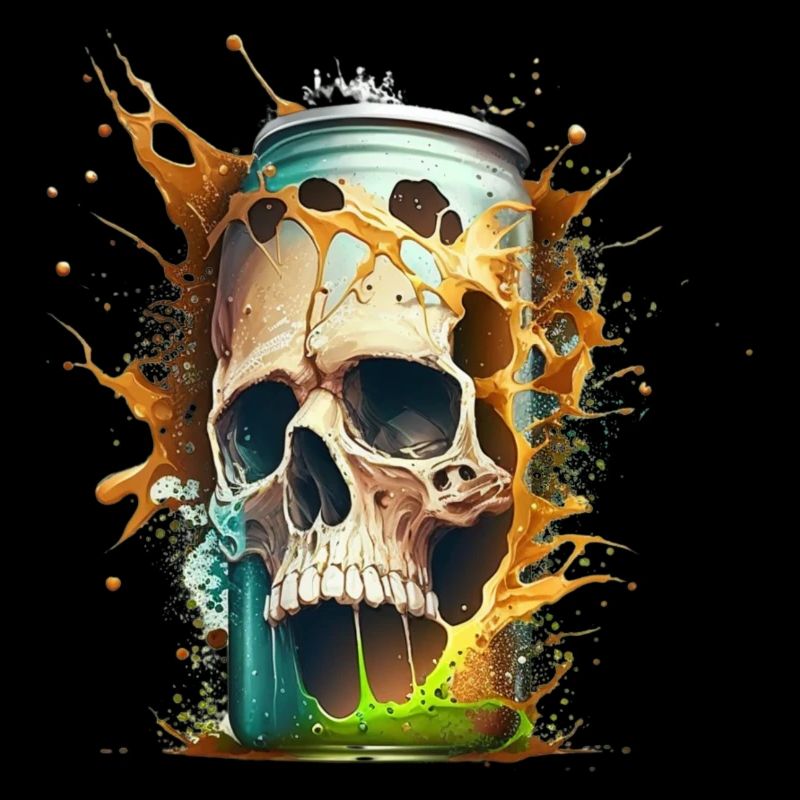 Skull explodes from beer can