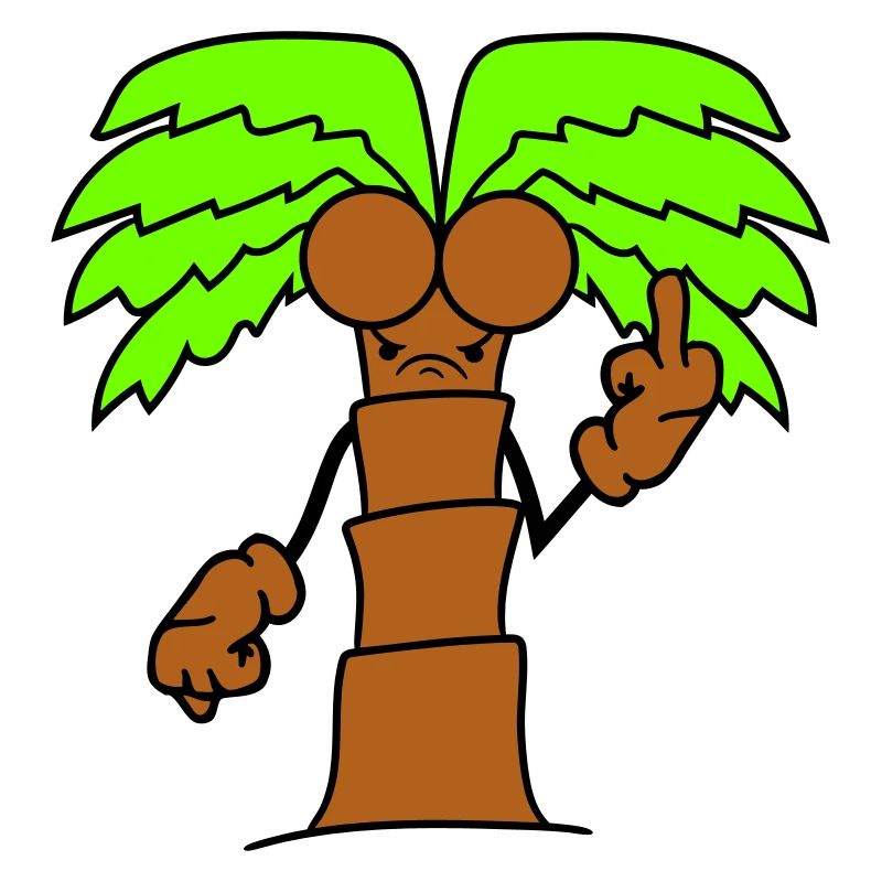 Funny Evil Palm Tree Showing Angry Middle Finger Comic