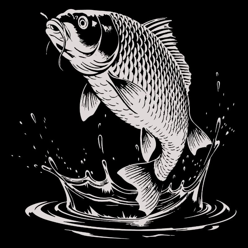 Carpe avec éclaboussures d’eau pour les pêcheurs