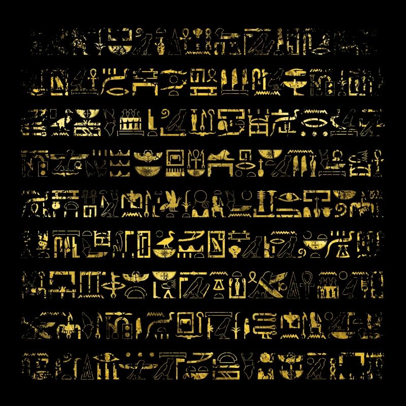 Golden Egyptian hieroglyphs pattern