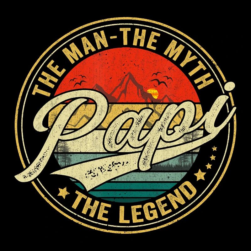 Mens Papi Man Myth Legend Vintage Daddy Father