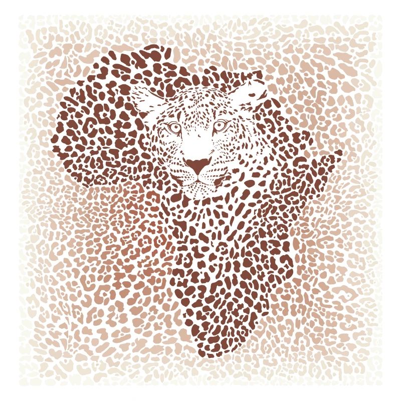Leopard seamless pattern vector illustration background with Africa map