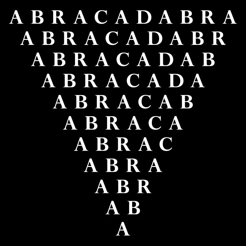 ABRACADABRA Typographic Pattern – Shrinkage Scheme