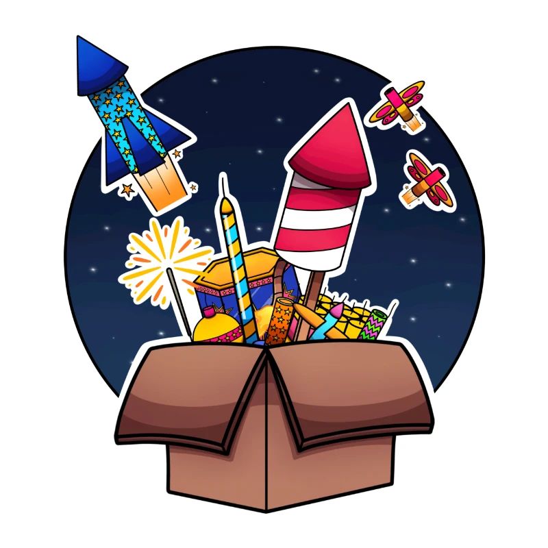 Colorful Fireworks In Box Exploding