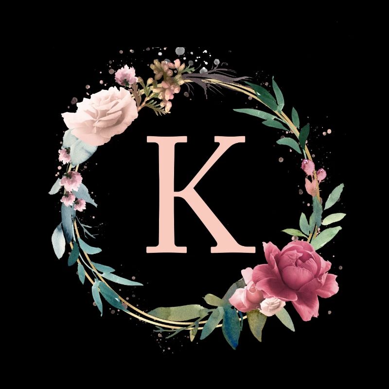 Personalisierbar Monogramm K Blumen Kreis Boho