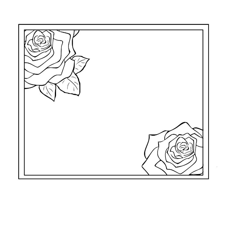 Rectangular frame with roses