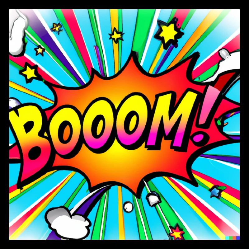 regenbogenstrahl comic style mit kaboom