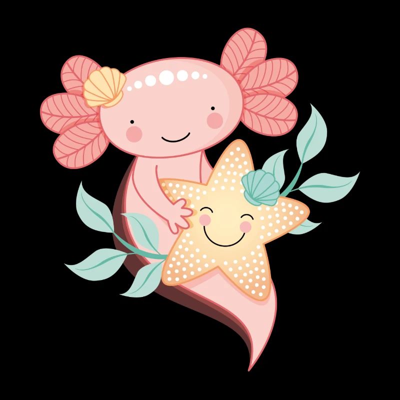 Axolotl avec étoile de mer