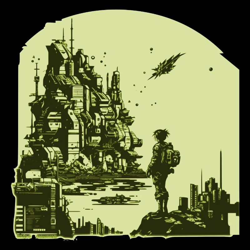 Science Fiction Comic Artwork in 8 Bit Retro Style