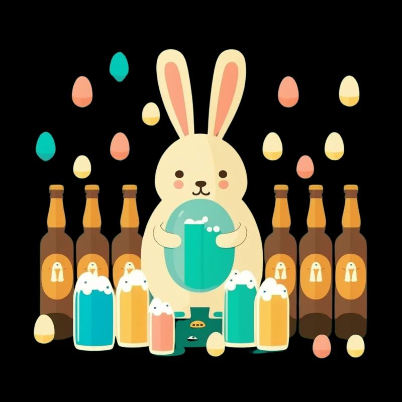 Beer Easter Easter Bunny with Easter Eggs