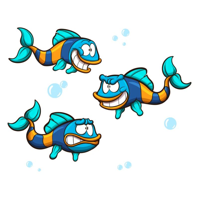 Drôle de poisson avec différentes expressions