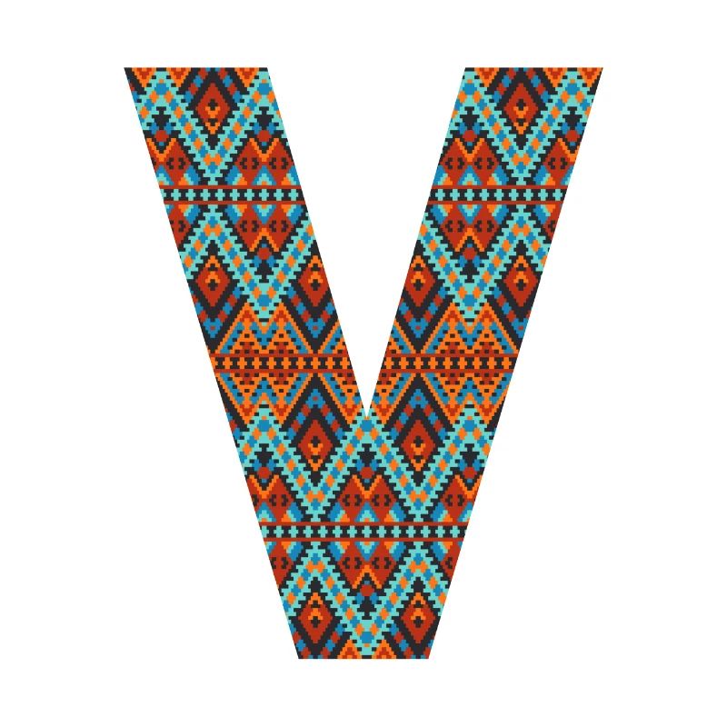 Buchstabe V- Boho-Design, buntes Monogramm