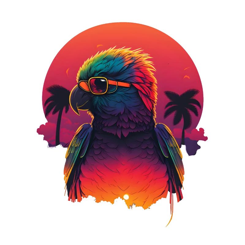 Synthwave Parrot Sunset