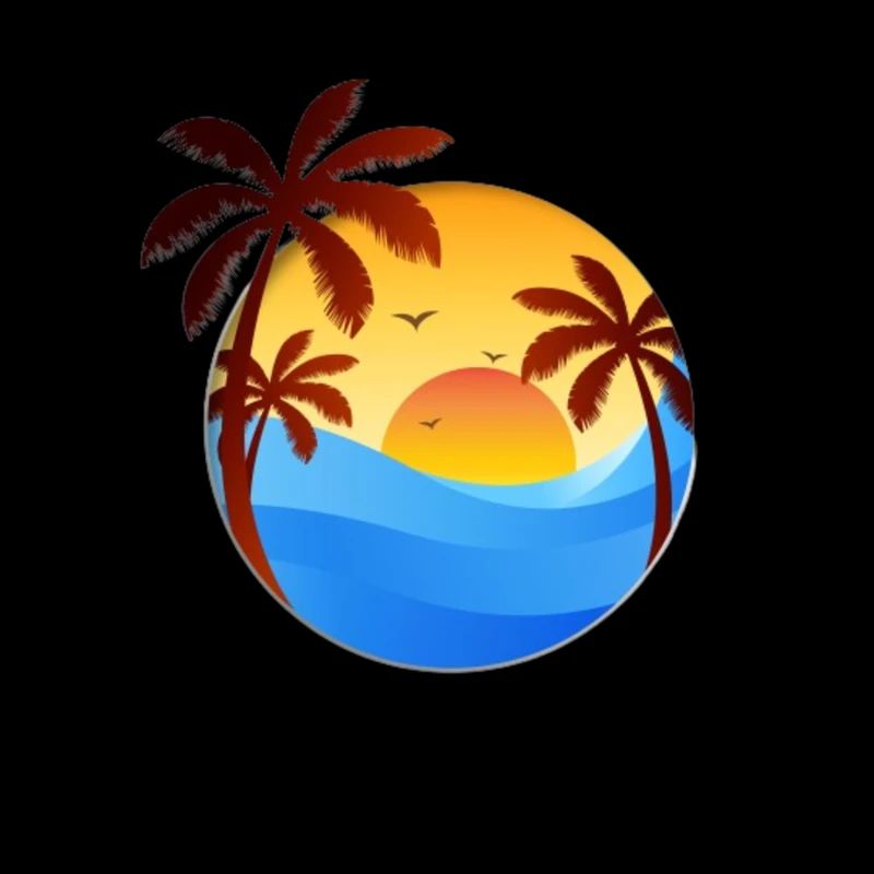 Flat sunset background with palm trees