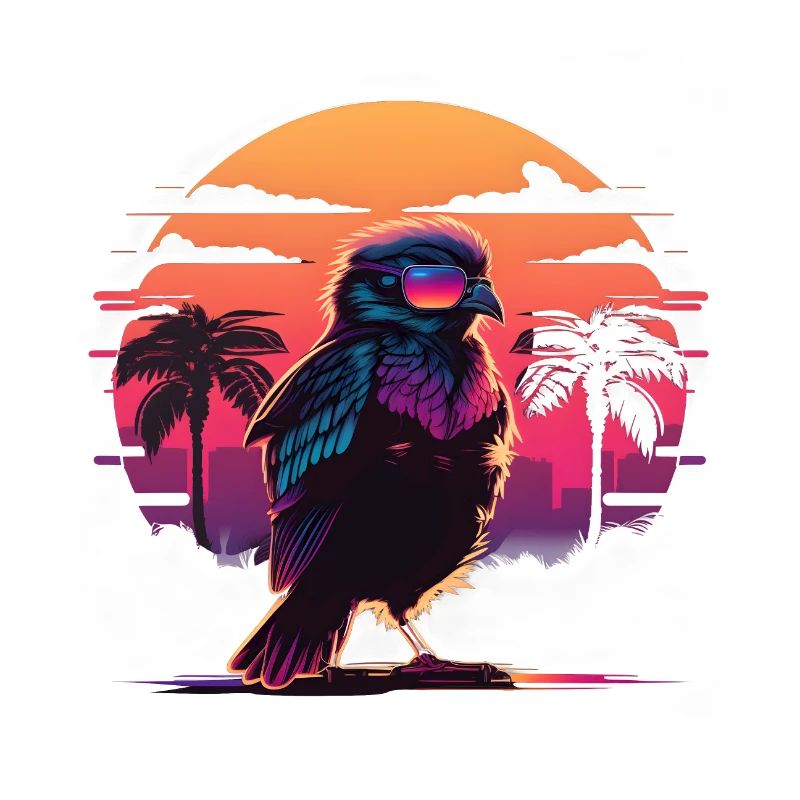 Synthwave bird sunset
