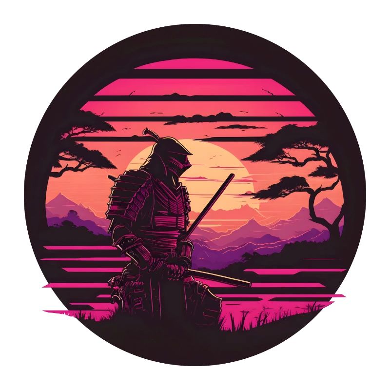 Synthwave Samurai with katana