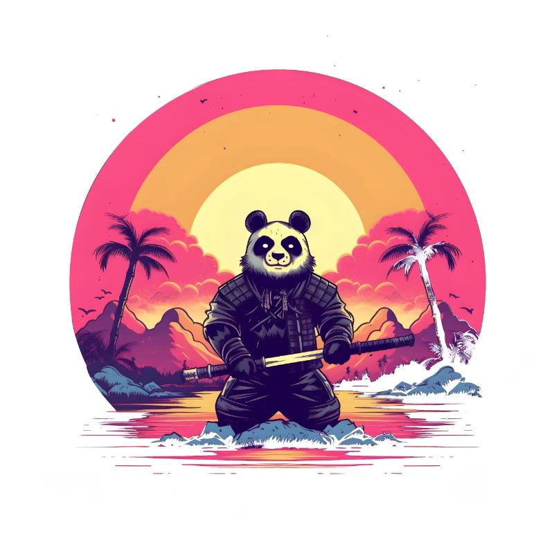 Synthwave Panda Samurai