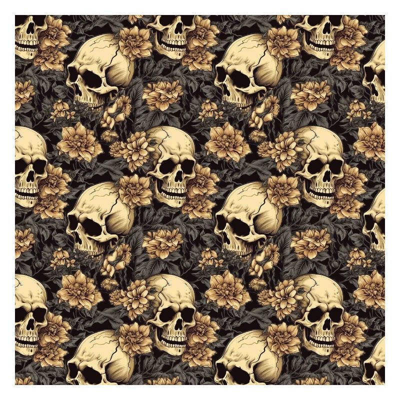 Skulls Seamless Pattern Gothic Dark Halloween