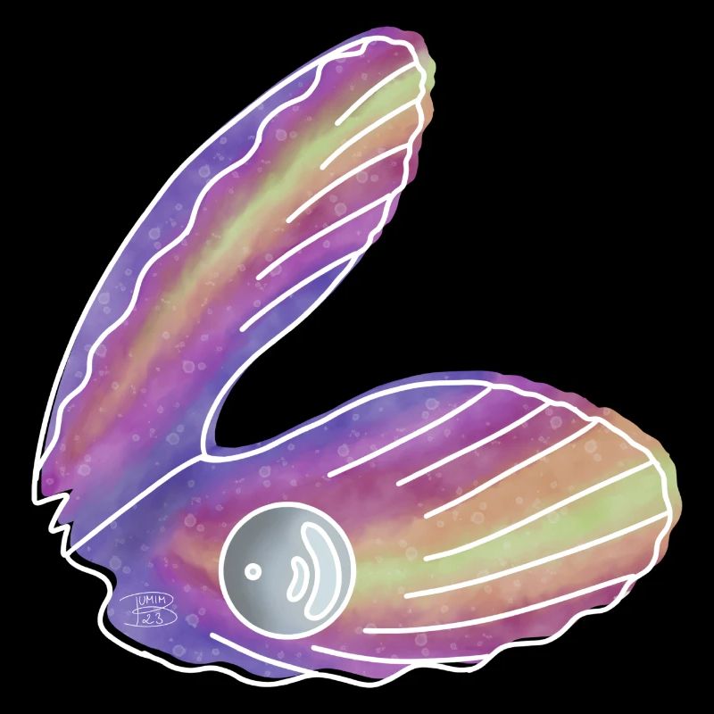 « Shell with Pearl », Boho Line Art Design, Shells