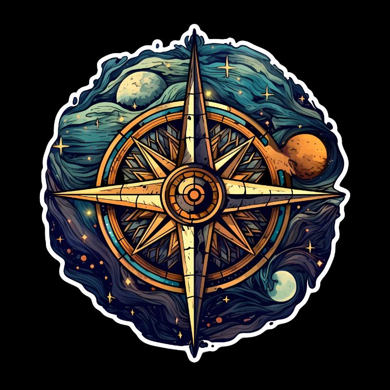 Wunderschöner Boho Kompass - Sonne Mond und Kosmos