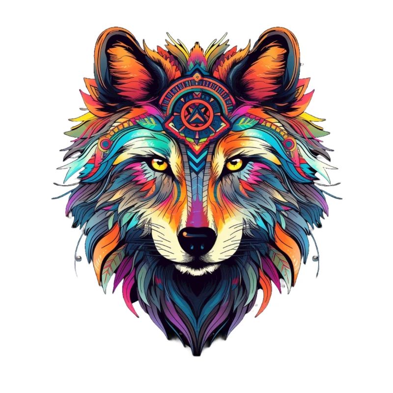 Neon Shadow Wolf Circle