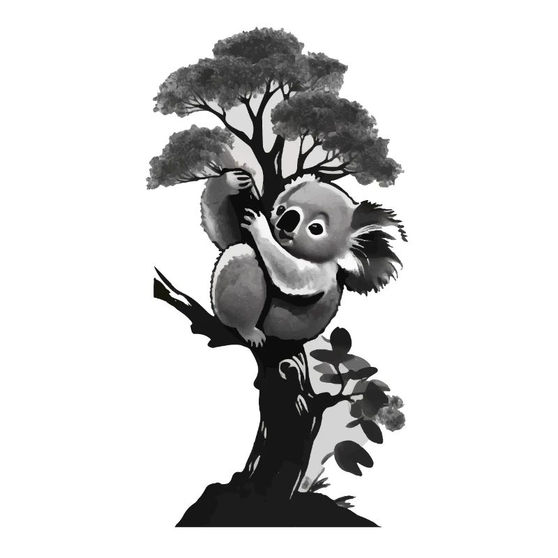 Silhouette eines Koalas, der sich an einen Baum