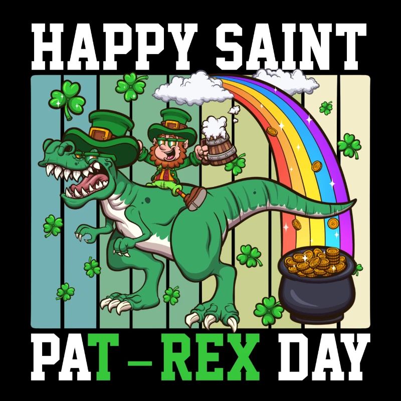 Joyeux lutin de la Saint-Pat-Rex avec T-Rex