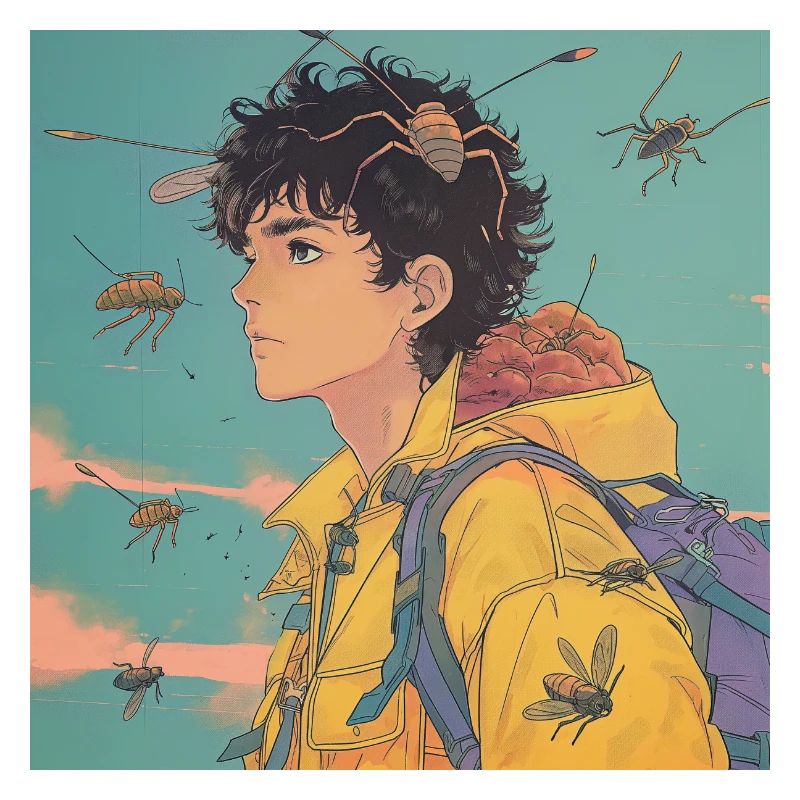 Années 80 Anime Guy Calmant Impression de mode de haute qualité